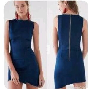 Six Crips Days Urban Outfitters Frayed Hem Denim Dress Small Boho Twee Cowgirl